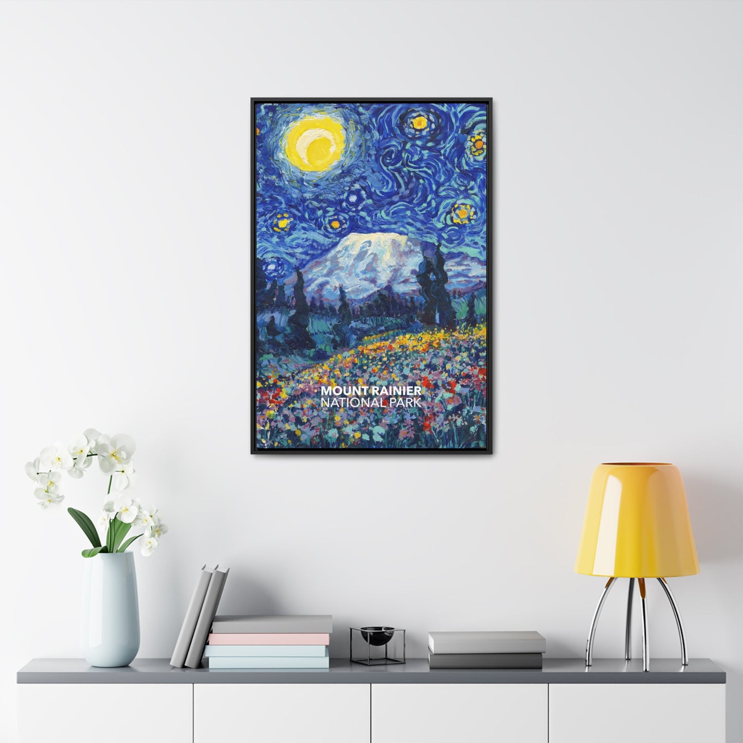 Mount Rainier National Park Framed Canvas - The Starry Night