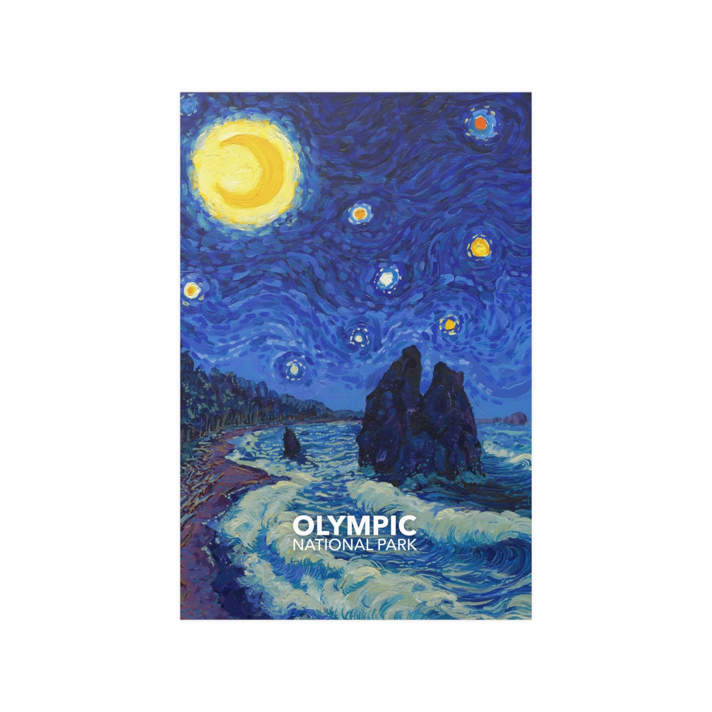 Olympic National Park Poster - Starry Night