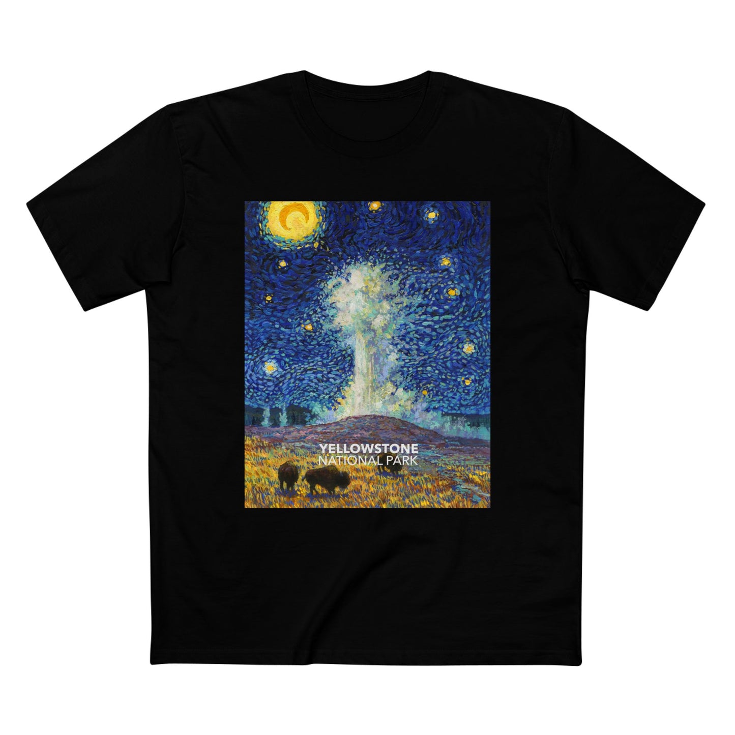 Yellowstone National Park T-Shirt - Old Faithful Starry Night