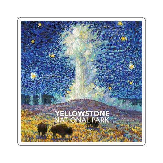 Yellowstone National Park Sticker - Old Faith Starry Night