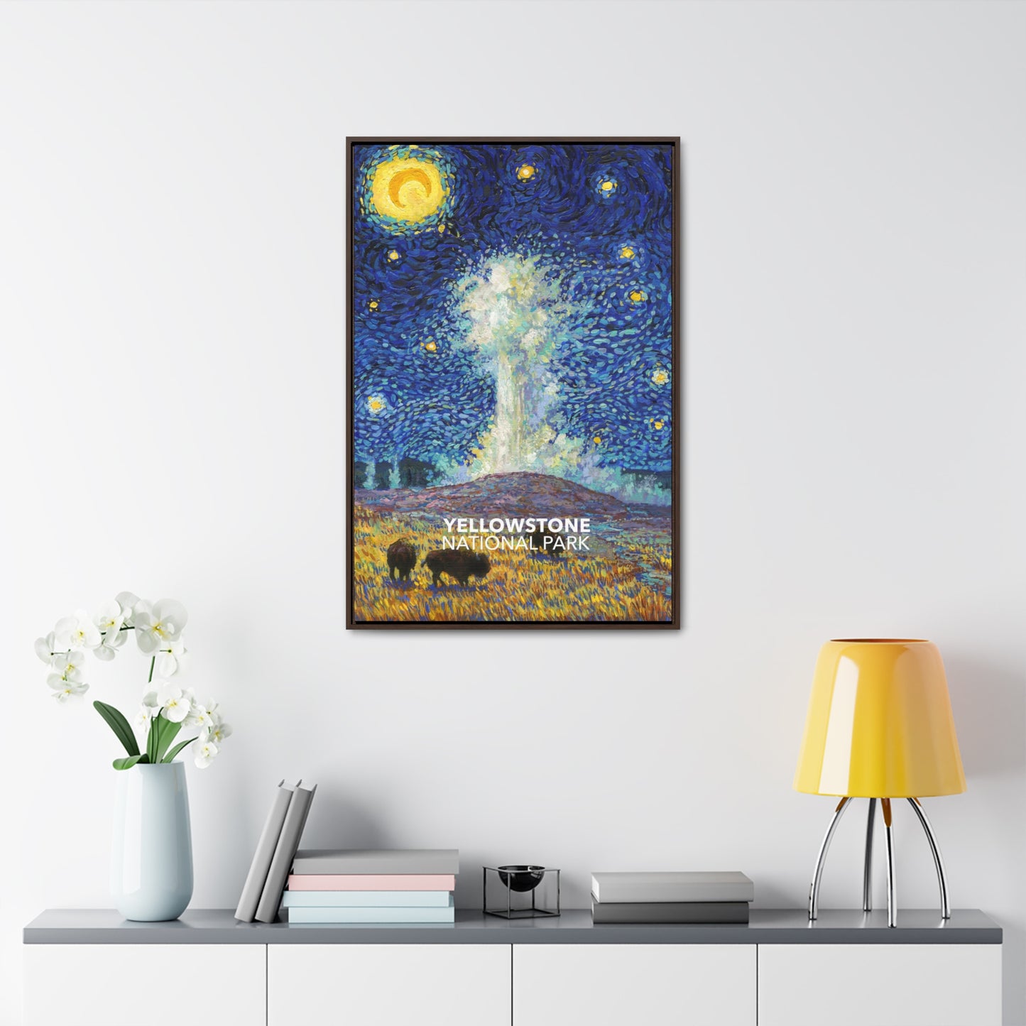 Yellowstone National Park Framed Canvas - The Starry Night