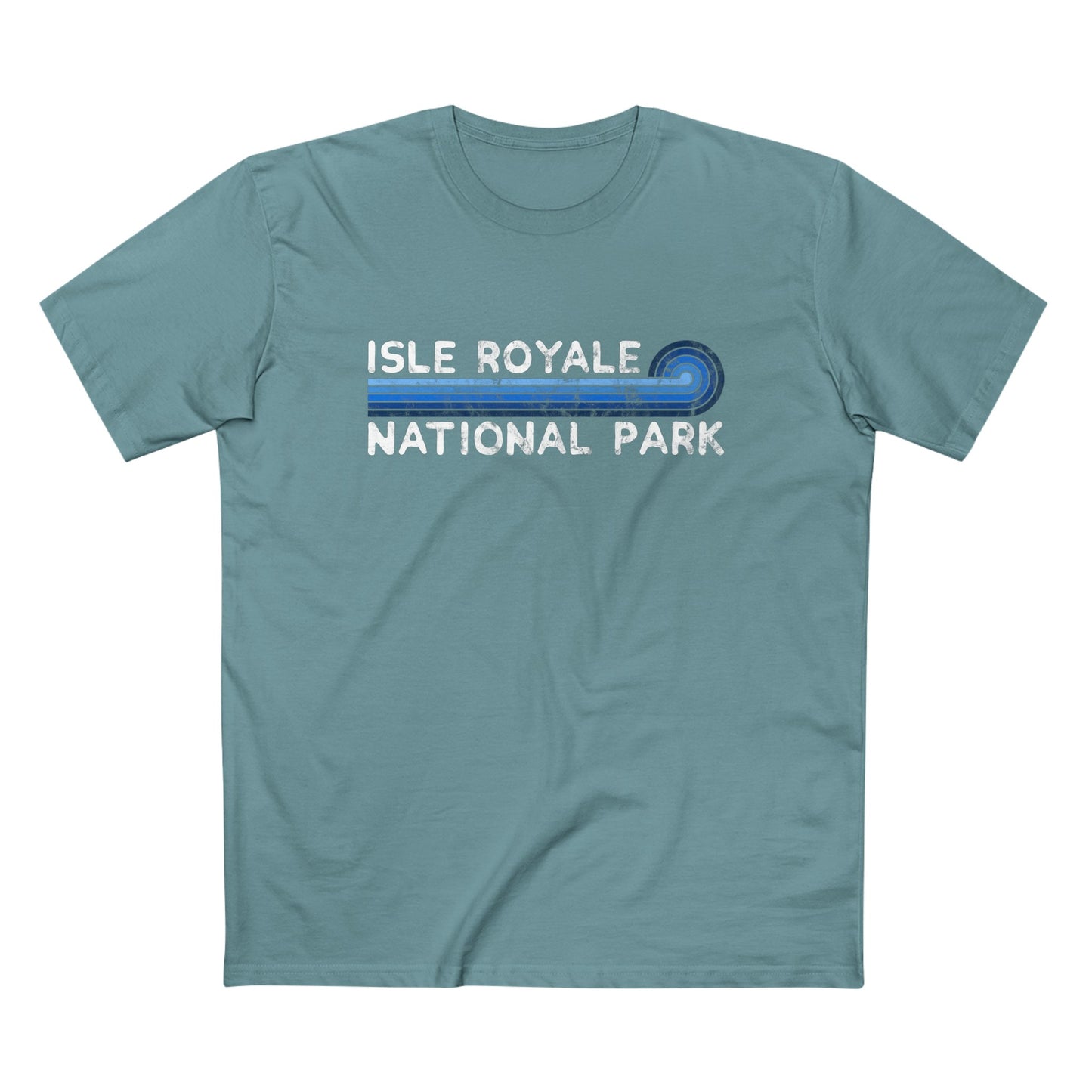 Isle Royale National Park T-Shirt - Blue Vintage Stretched Sunrise