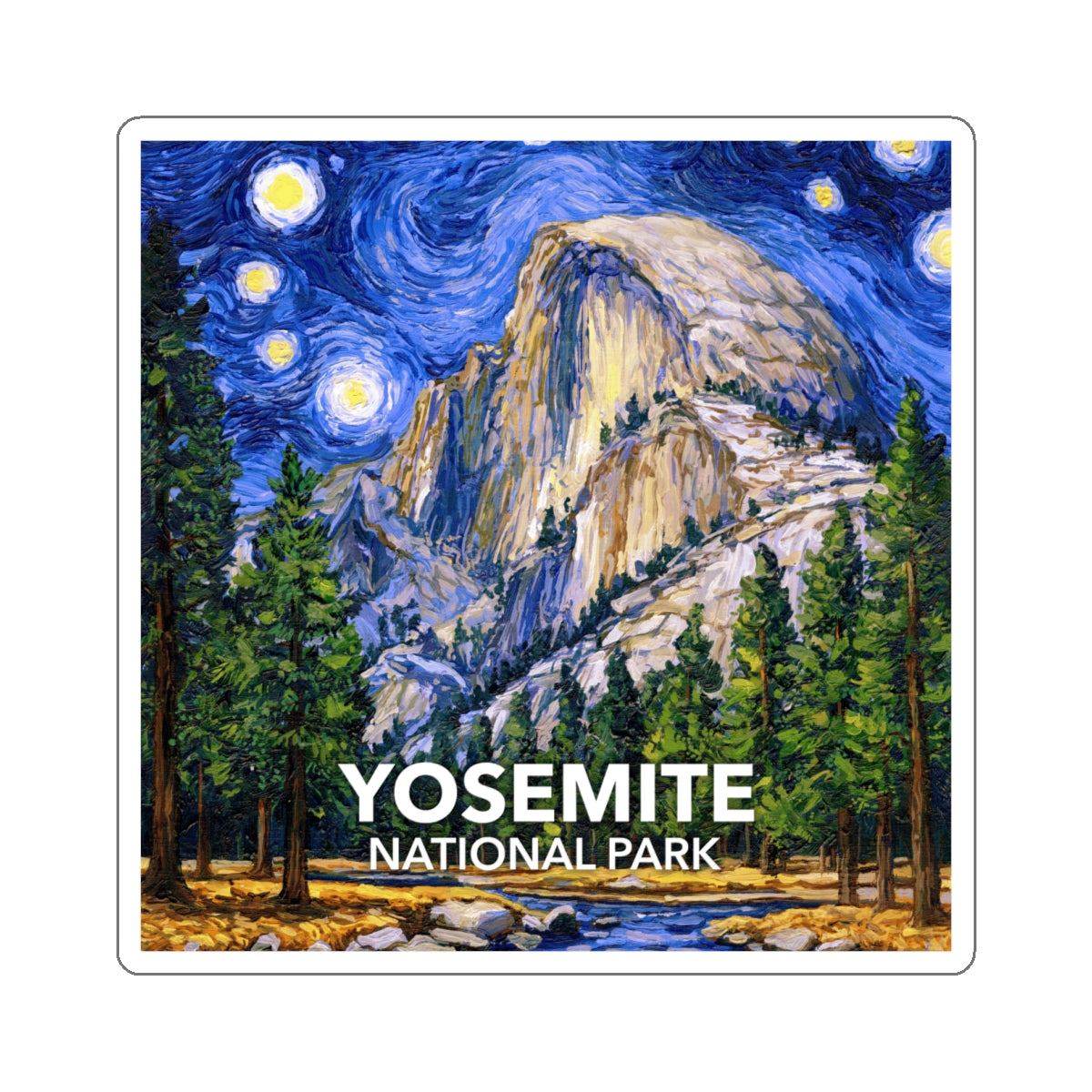 Yosemite National Park Sticker - The Starry Night