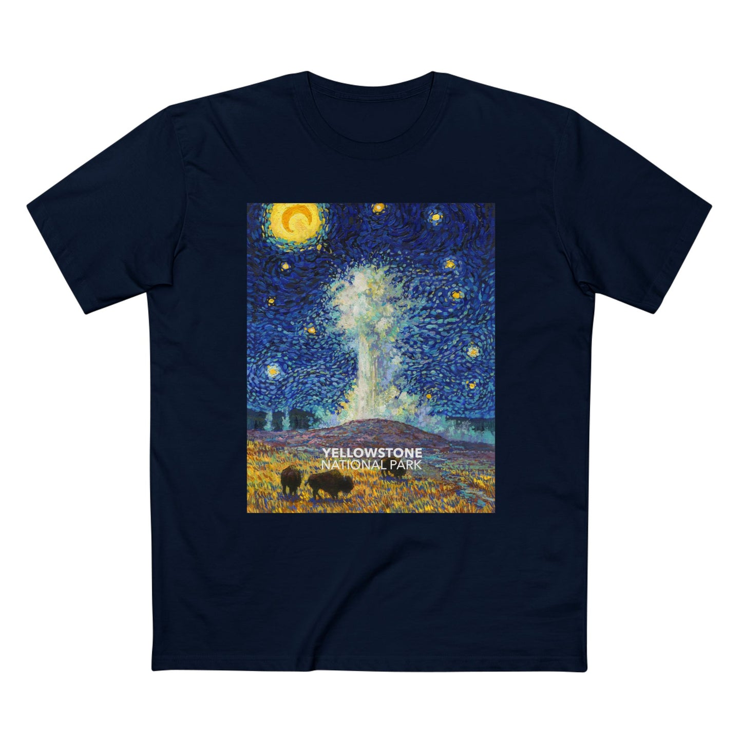 Yellowstone National Park T-Shirt - Old Faithful Starry Night