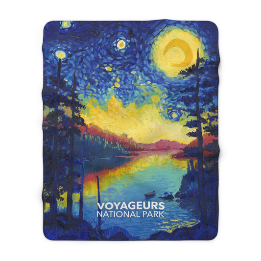 Voyageurs National Park Sherpa Blanket - The Starry Night