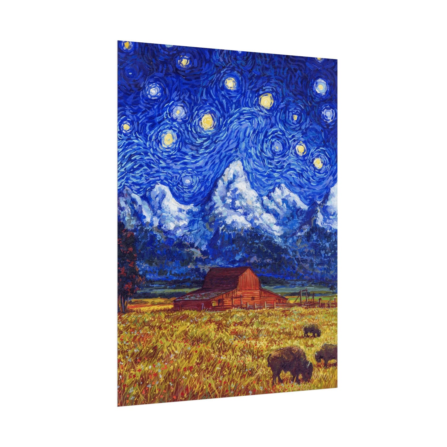 Grand Teton National Park Starry Night Poster - Premium Textured Paper