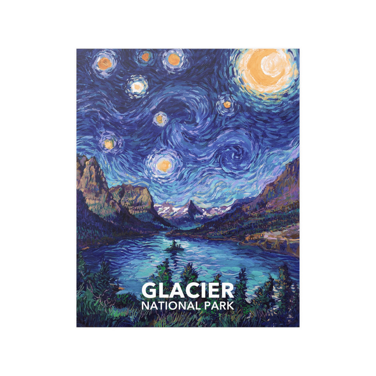 Glacier National Park Poster - Starry Night – National Parks Partnership