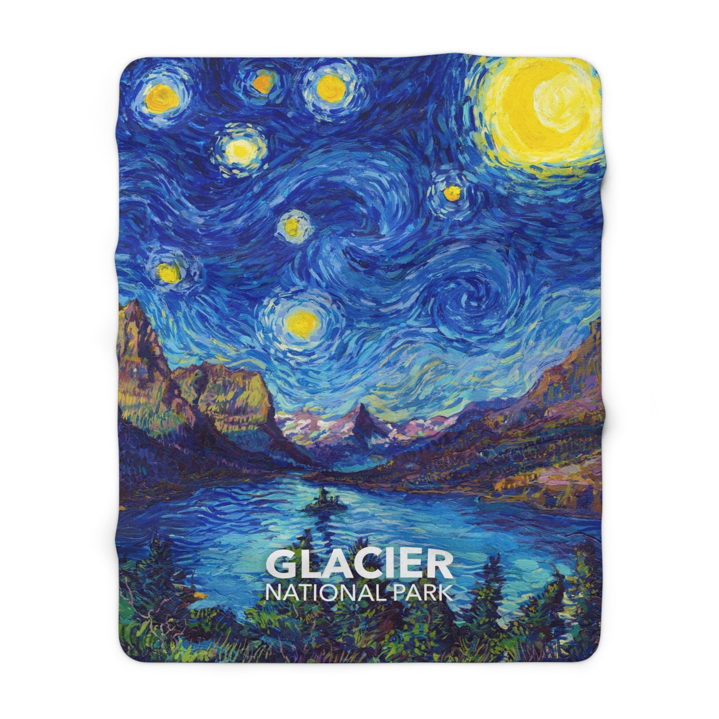 Glacier National Park Sherpa Blanket - The Starry Night