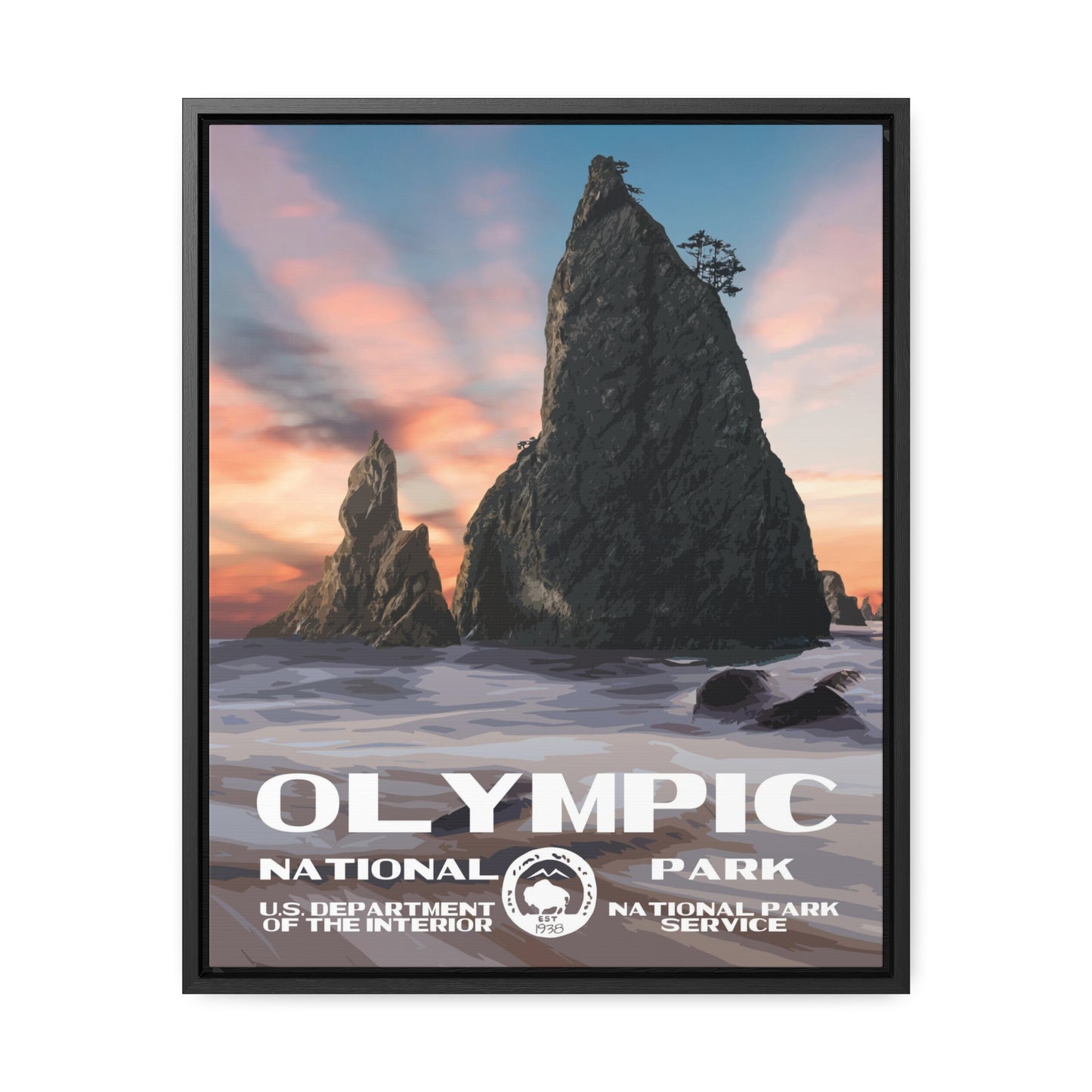 Olympic National Park Framed Canvas - WPA Poster