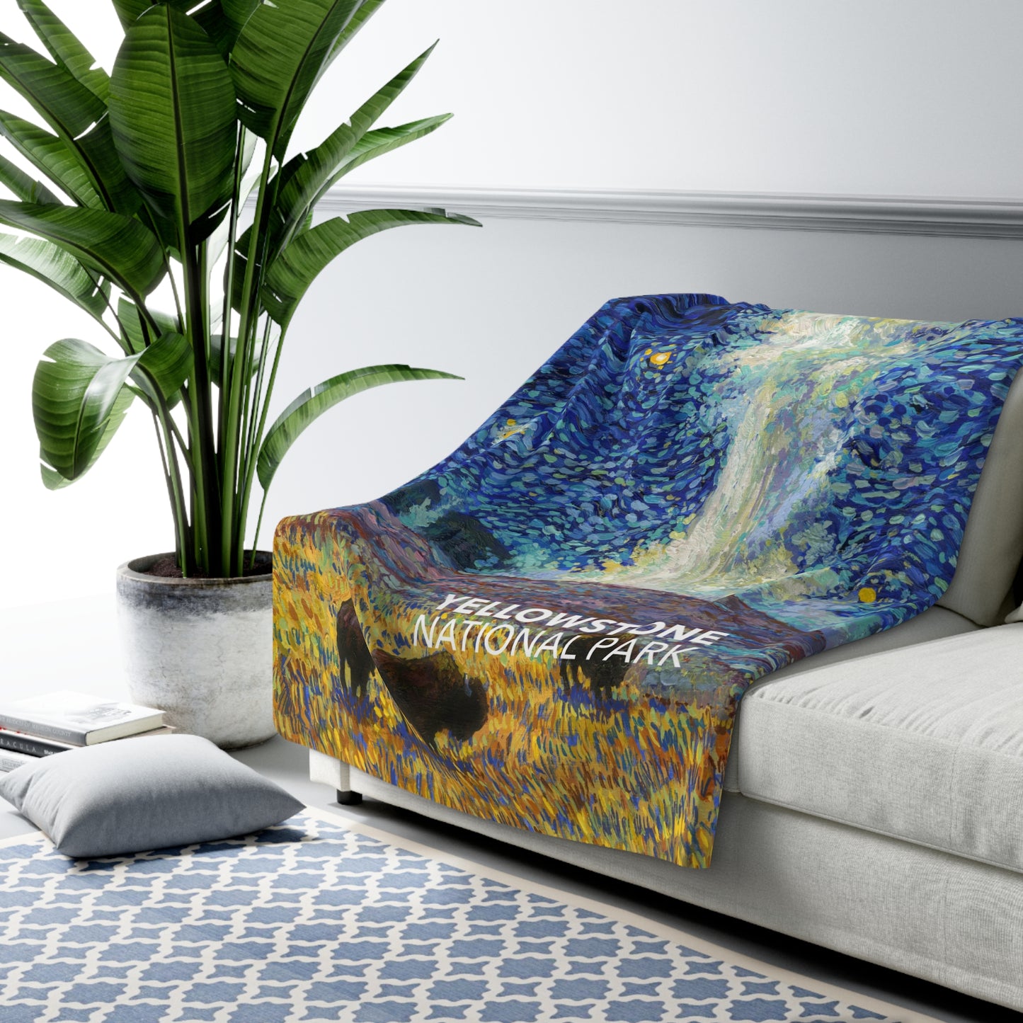 Yellowstone National Park Sherpa Blanket - The Starry Night