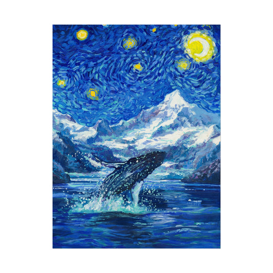 Glacier Bay National Park Starry Night Poster - Premium Textured Paper