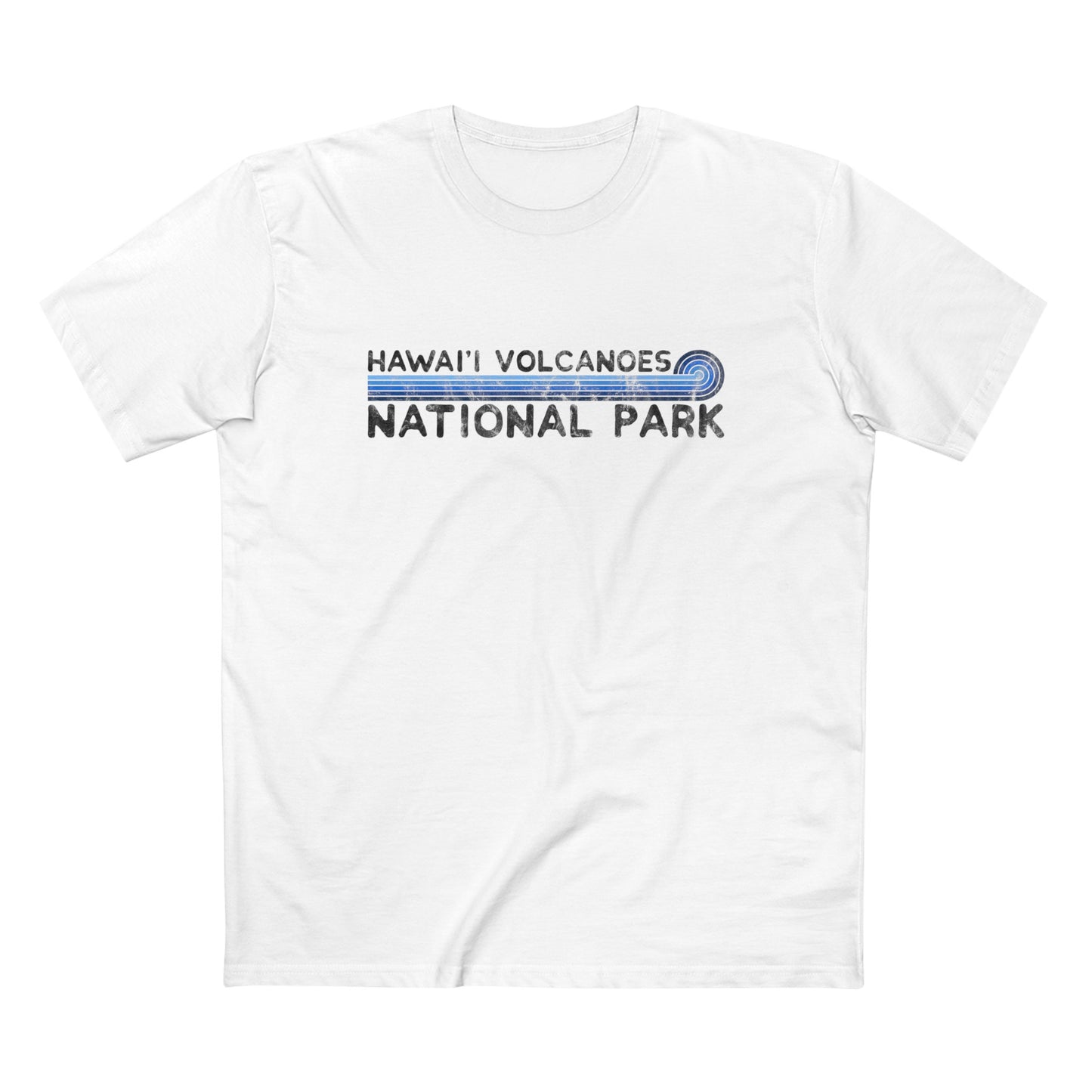 Hawaii Volcanoes National Park T-Shirt - Blue Vintage Stretched Sunrise