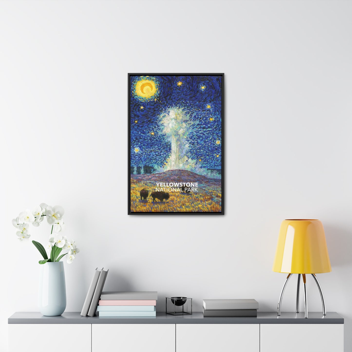 Yellowstone National Park Framed Canvas - The Starry Night