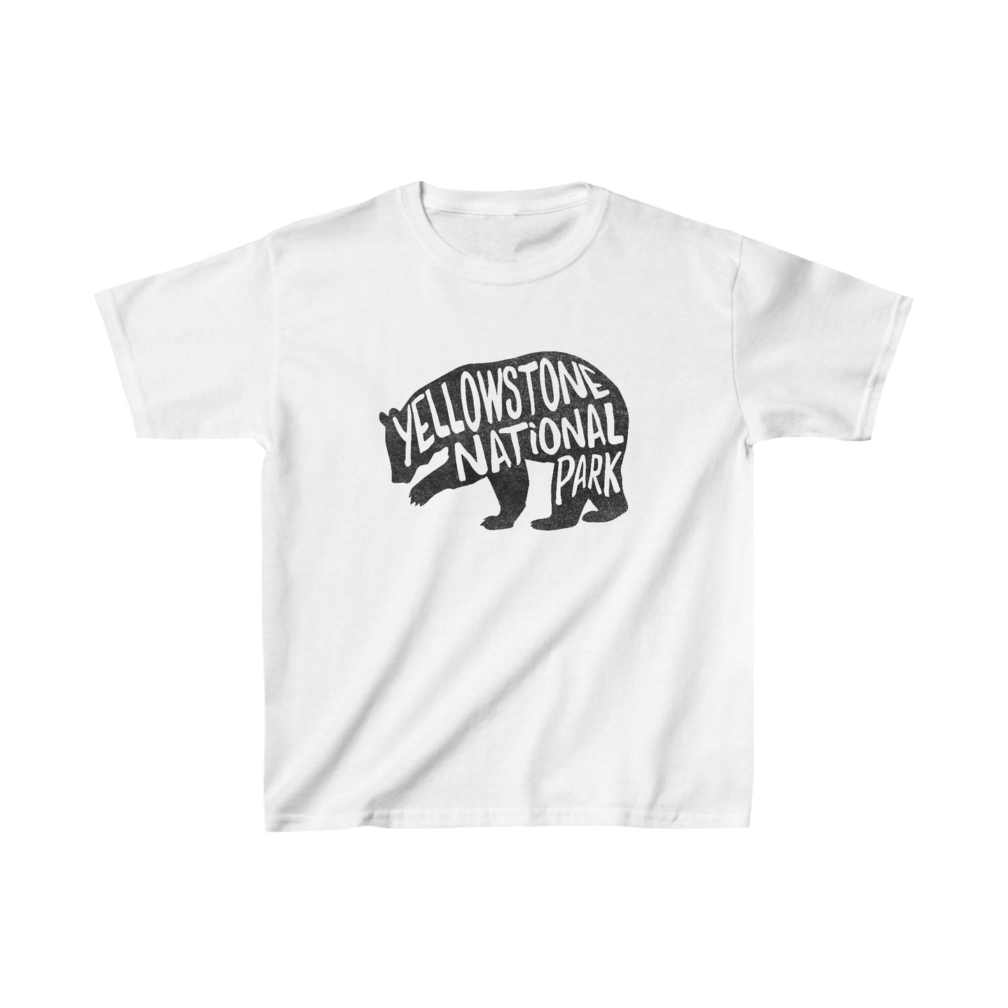 Yellowstone National Park Child T-Shirt - Grizzly Bear Chunky Text