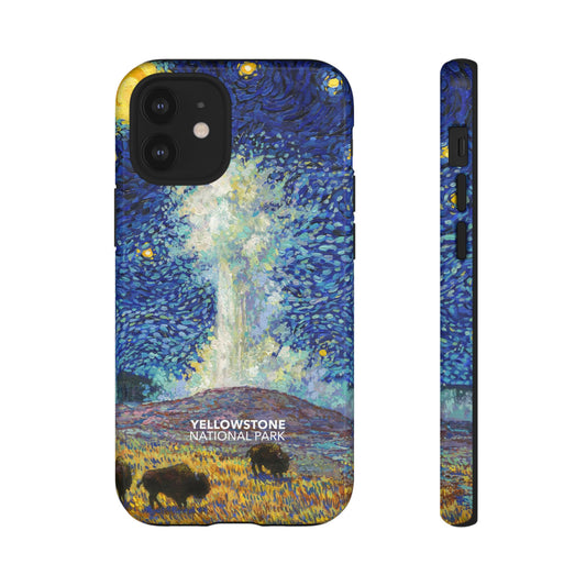 Yellowstone National Park Phone Case - Old Faithful Starry Night