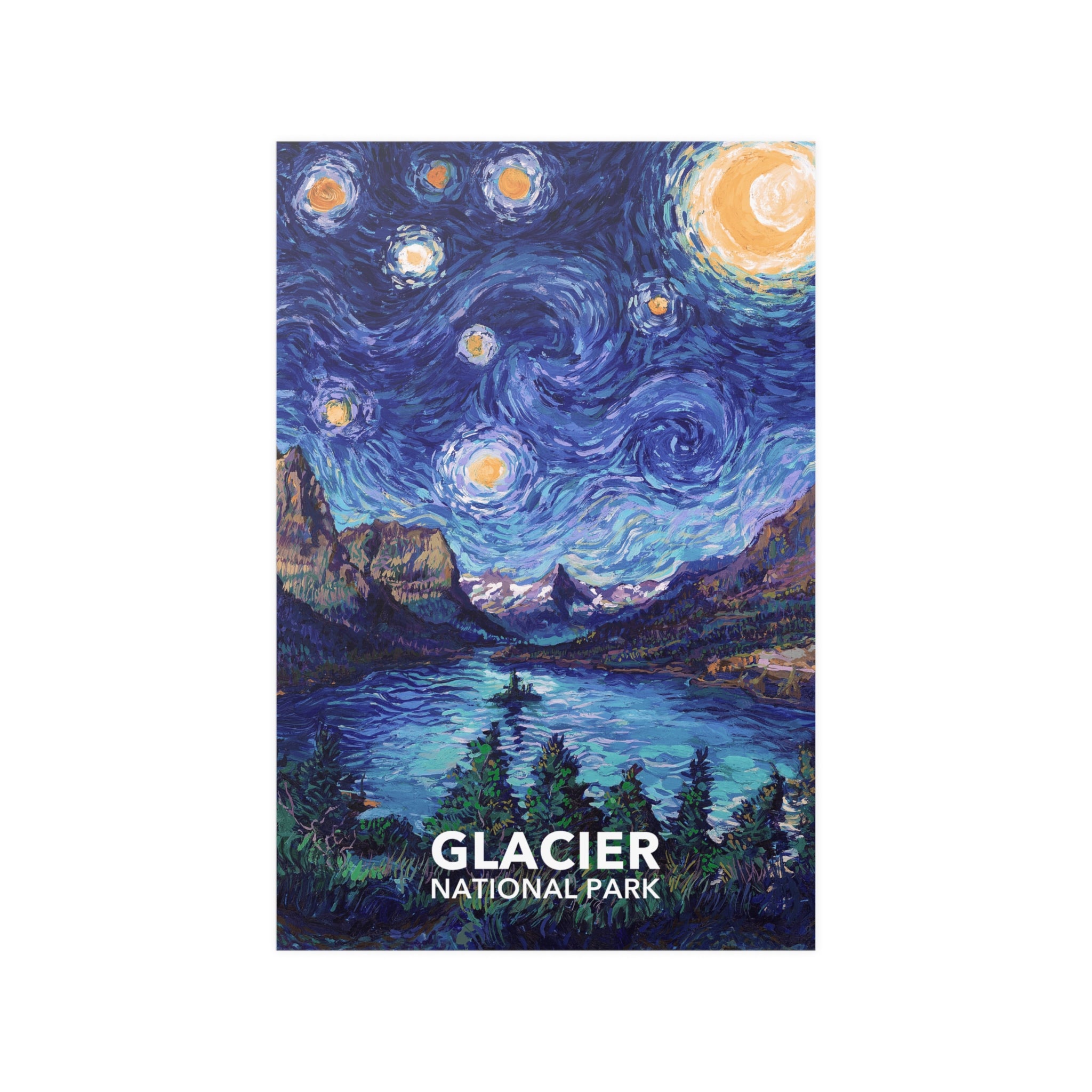 Glacier National Park Poster - Starry Night – National Parks Partnership