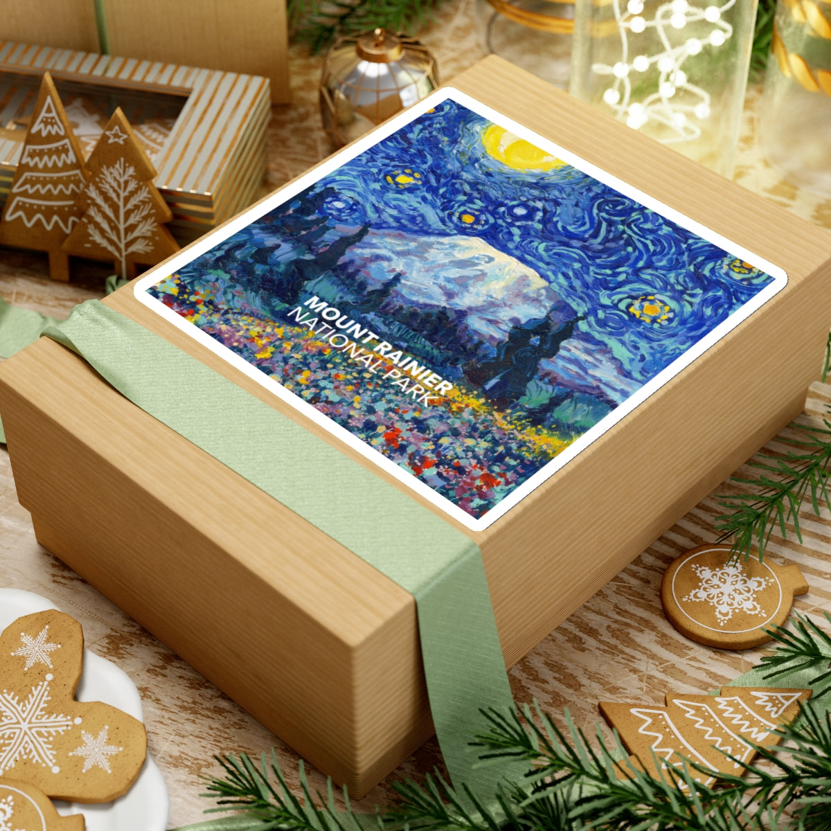 Mount Rainier National Park Sticker - The Starry Night