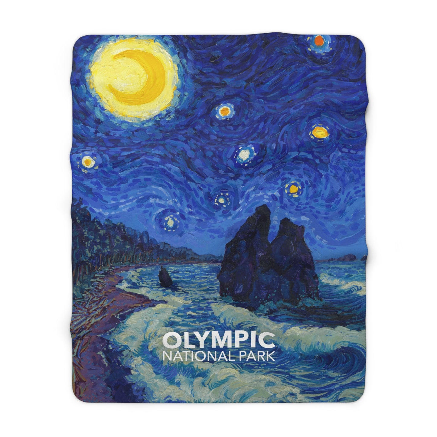 Olympic National Park Sherpa Blanket - The Starry Night