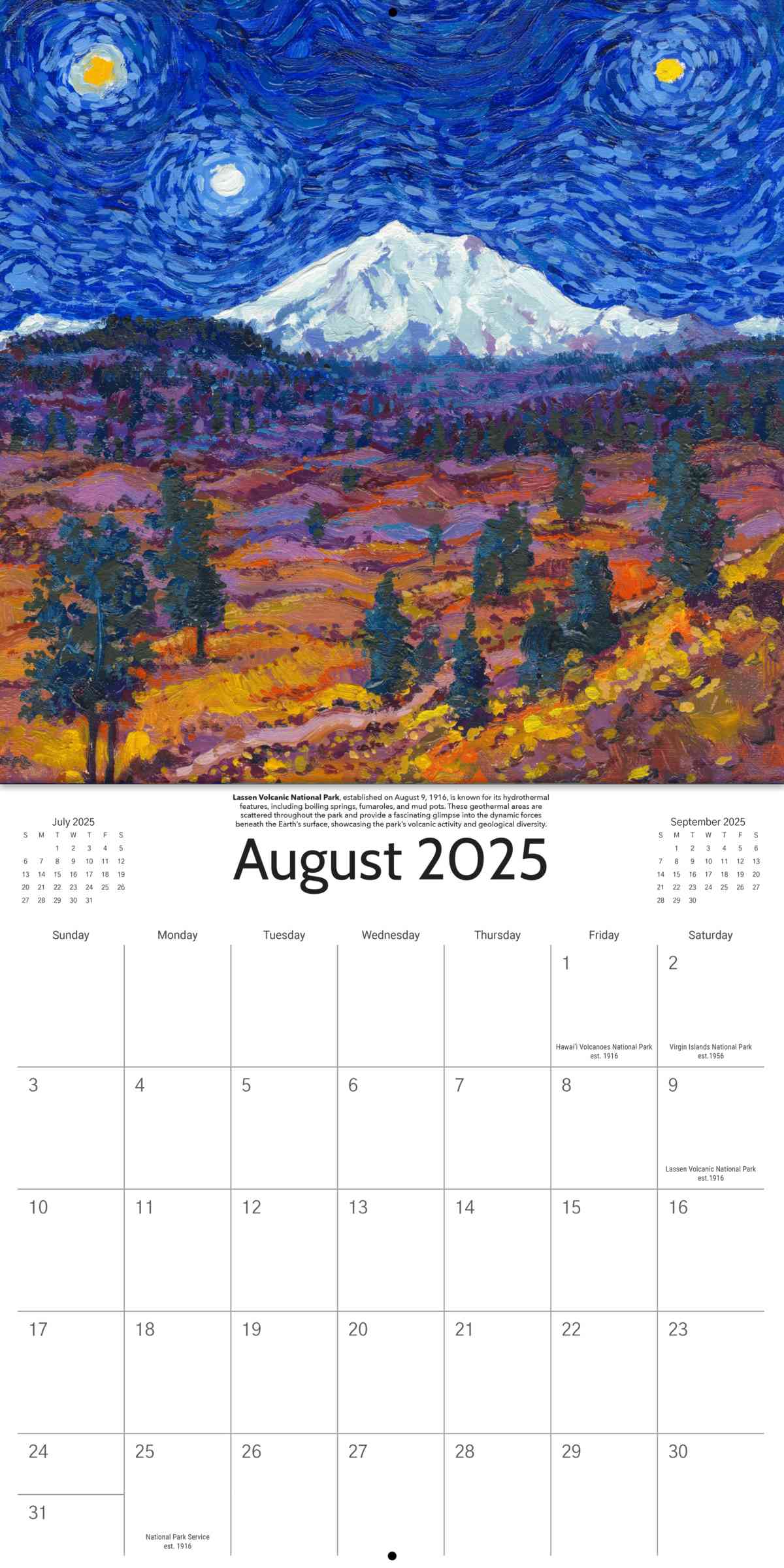 PREORDER SHIPS SEP/OCT - 2025 Starry Night National Park Calendar