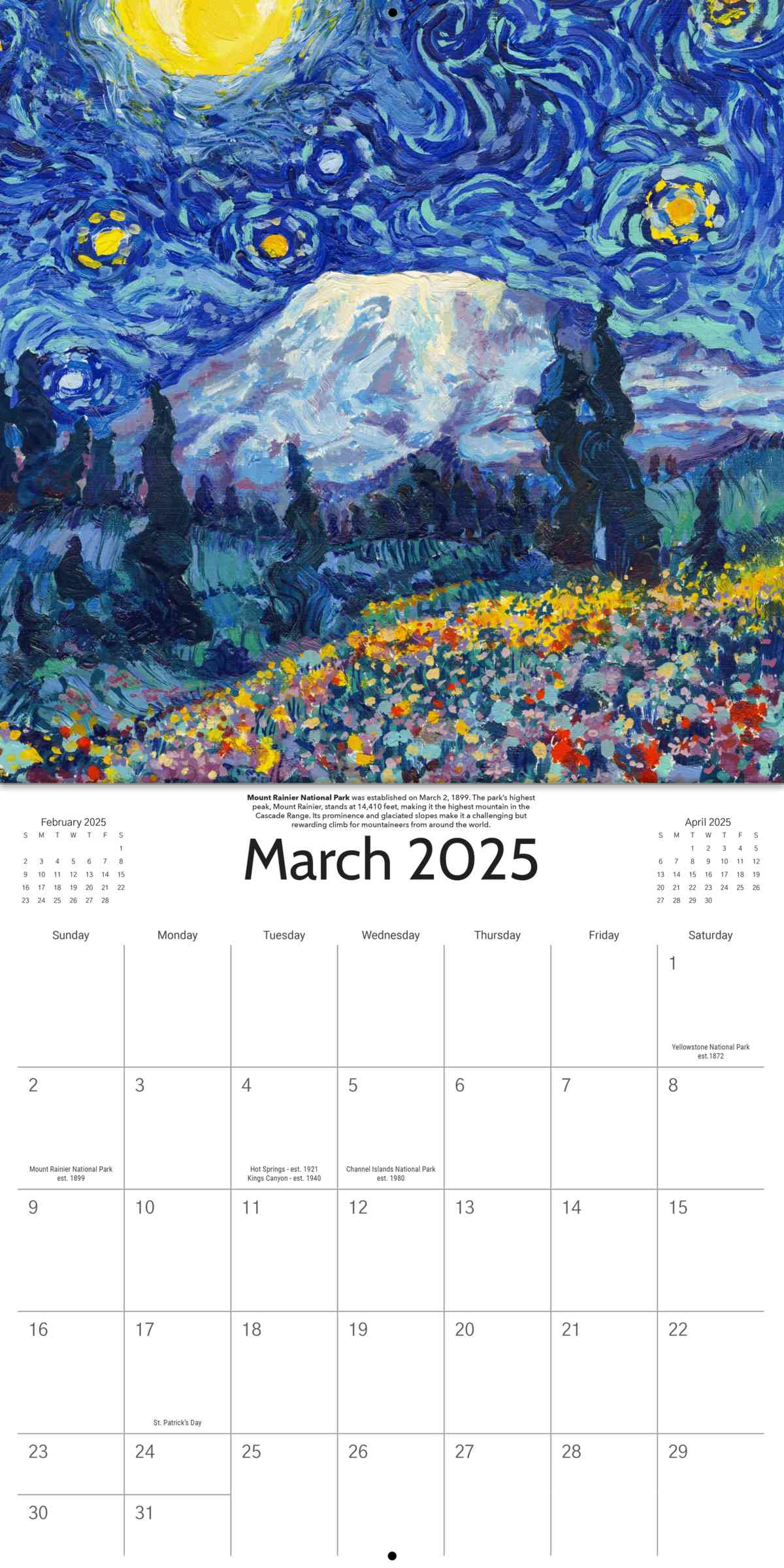 PREORDER SHIPS SEP/OCT - 2025 Starry Night National Park Calendar