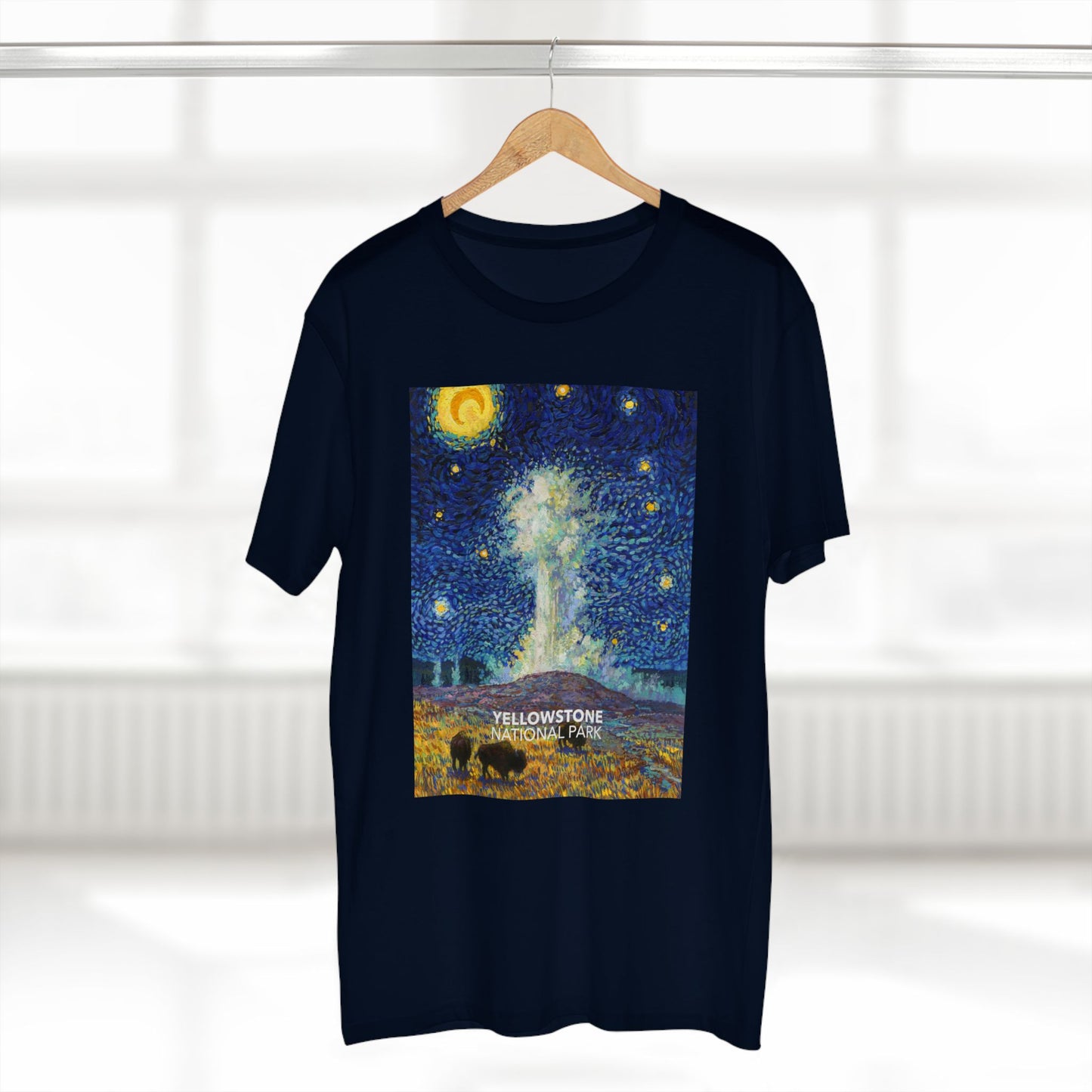 Yellowstone National Park T-Shirt - Old Faithful Starry Night