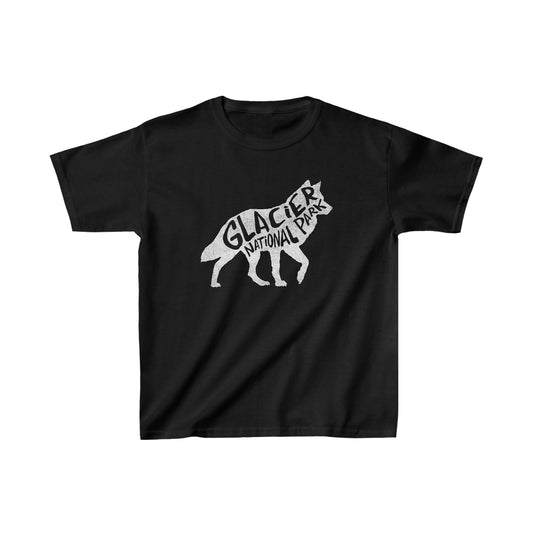 Glacier National Park Child T-Shirt - Wolf Chunky Text