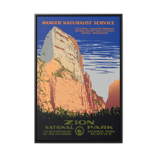 Zion National Park Framed Canvas - WPA Poster