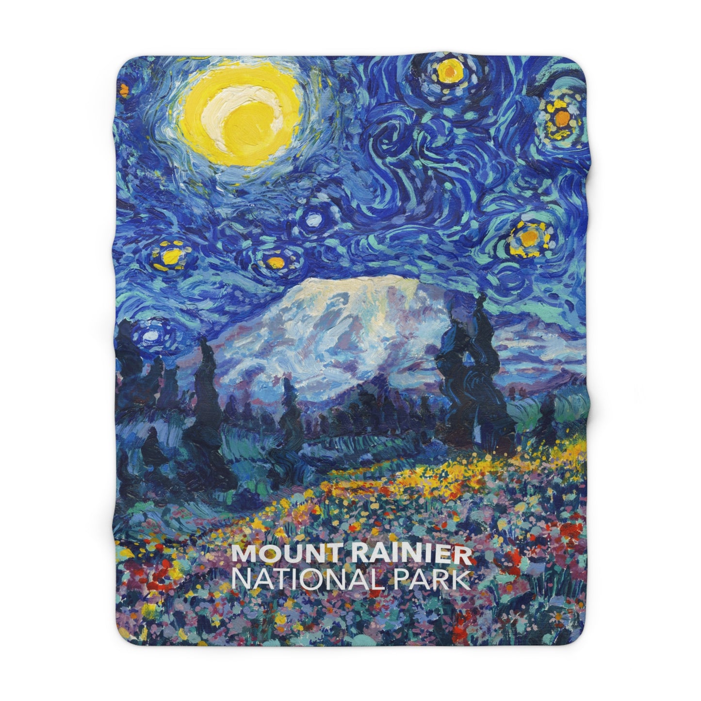 Mount Rainier National Park Sherpa Blanket - The Starry Night