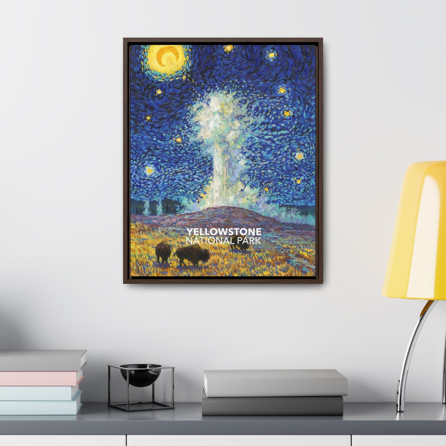 Yellowstone National Park Framed Canvas - The Starry Night