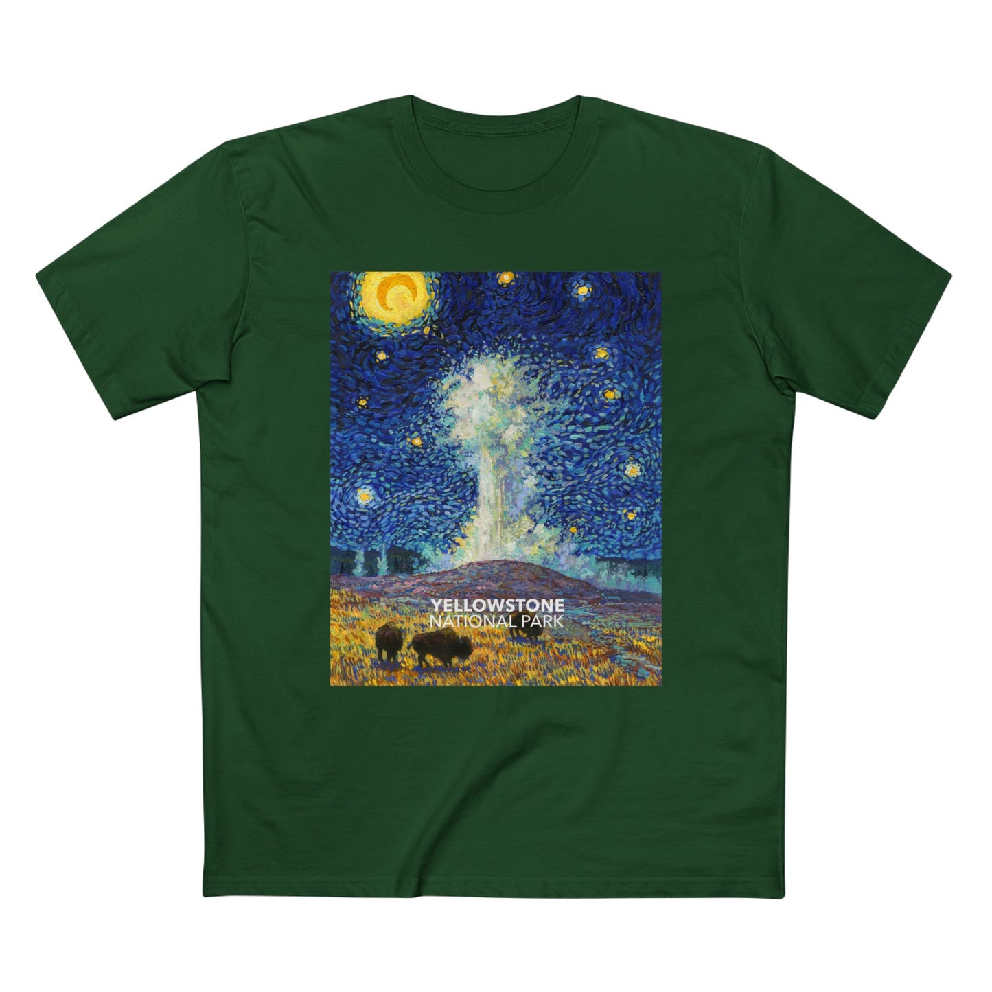 Yellowstone National Park T-Shirt - Old Faithful Starry Night