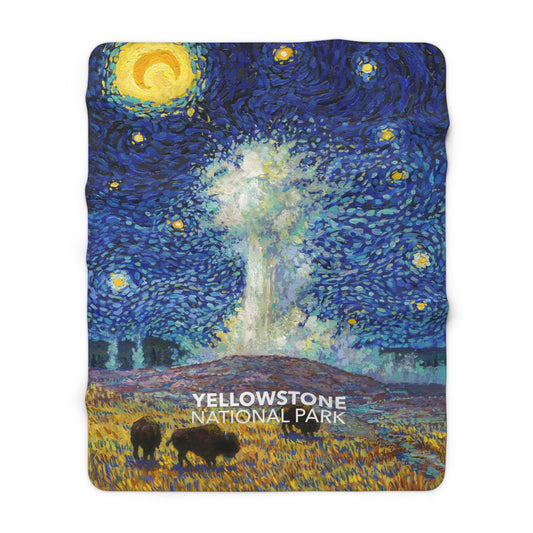 Yellowstone National Park Sherpa Blanket - The Starry Night