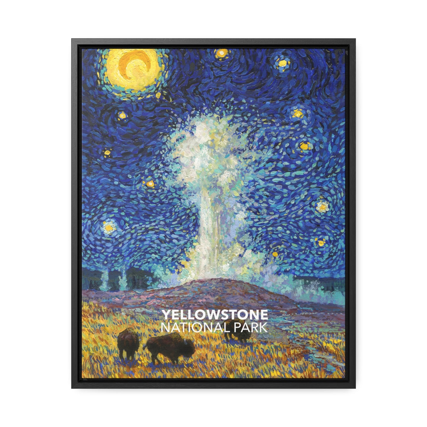 Yellowstone National Park Framed Canvas - The Starry Night