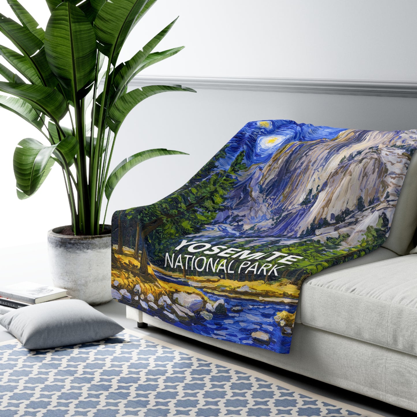 Yosemite National Park Sherpa Blanket - The Starry Night