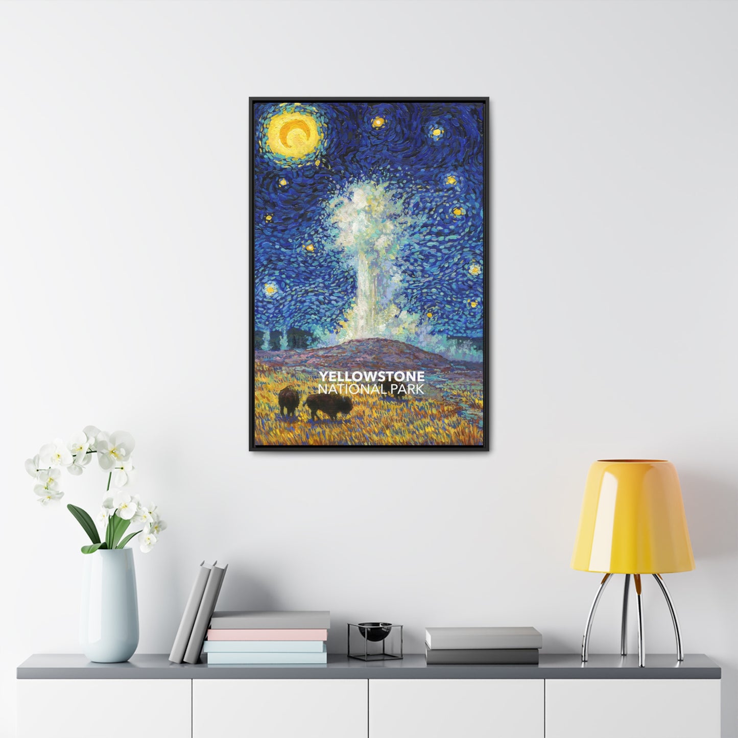 Yellowstone National Park Framed Canvas - The Starry Night