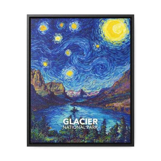 Glacier National Park Framed Canvas - The Starry Night