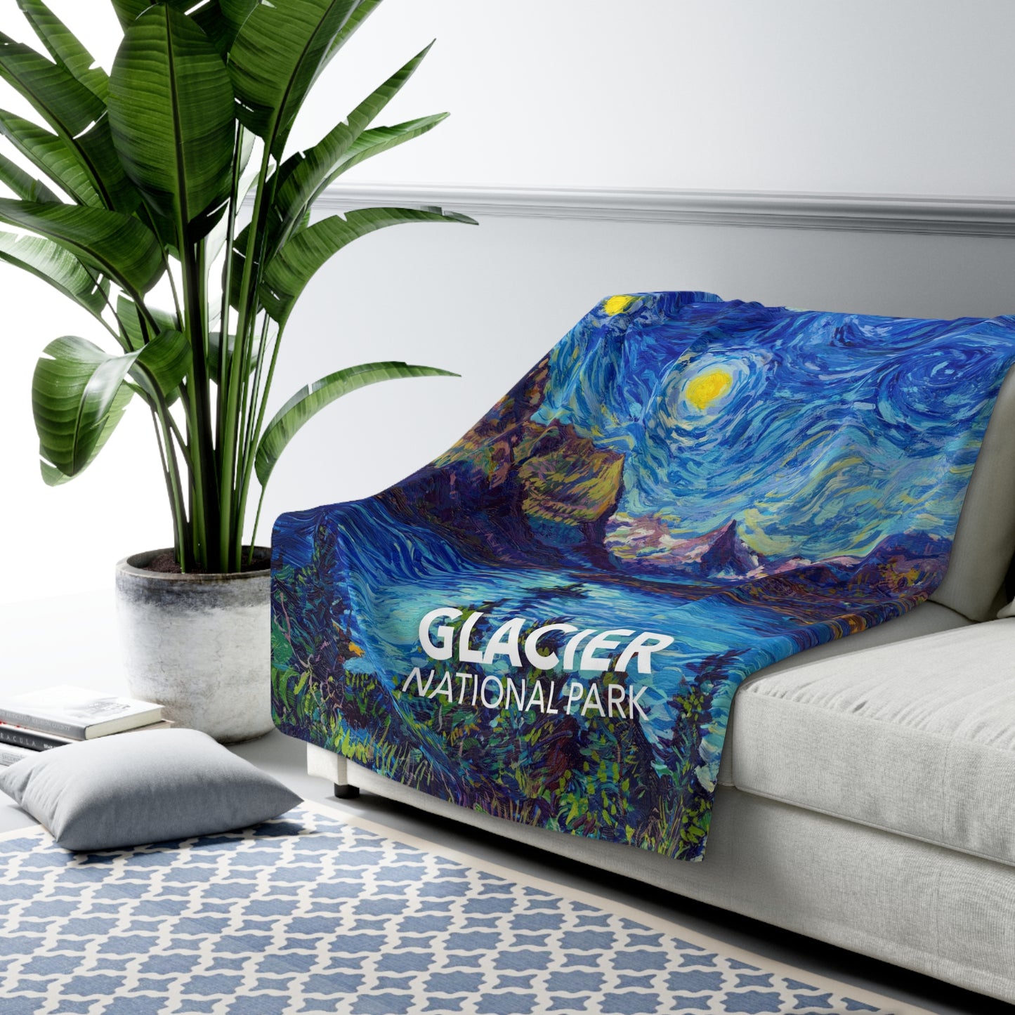 Glacier National Park Sherpa Blanket - The Starry Night