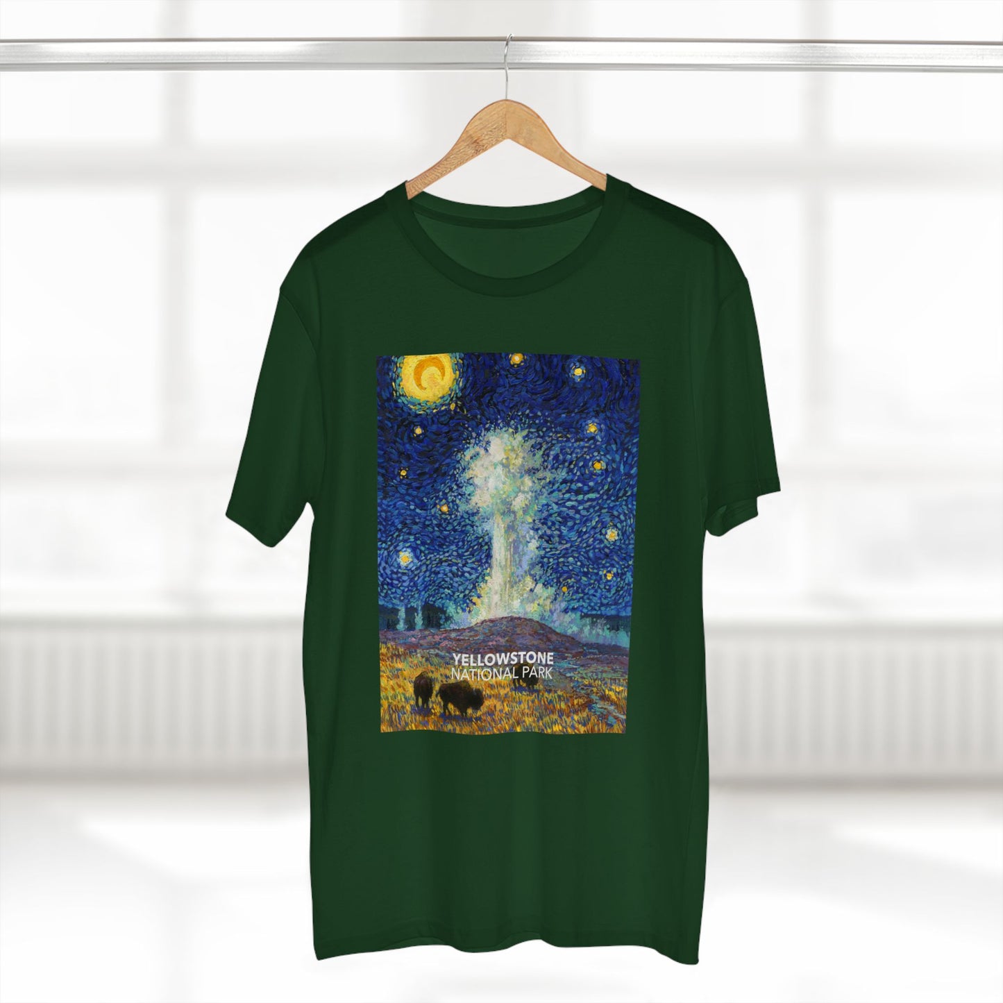 Yellowstone National Park T-Shirt - Old Faithful Starry Night