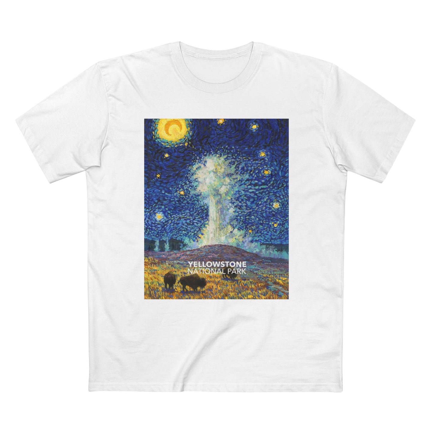 Yellowstone National Park T-Shirt - Old Faithful Starry Night