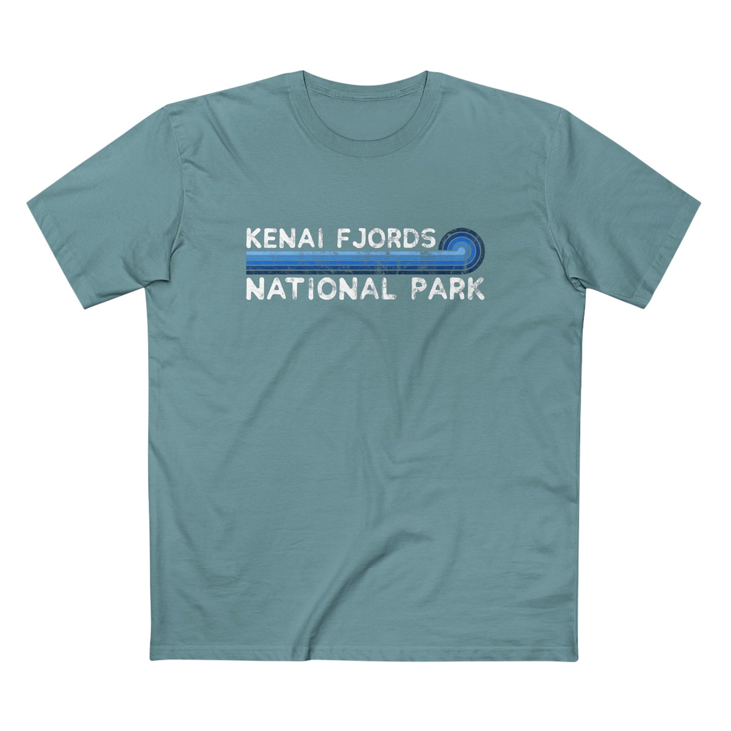 Kenai Fjords National Park T-Shirt - Blue Vintage Stretched Sunrise