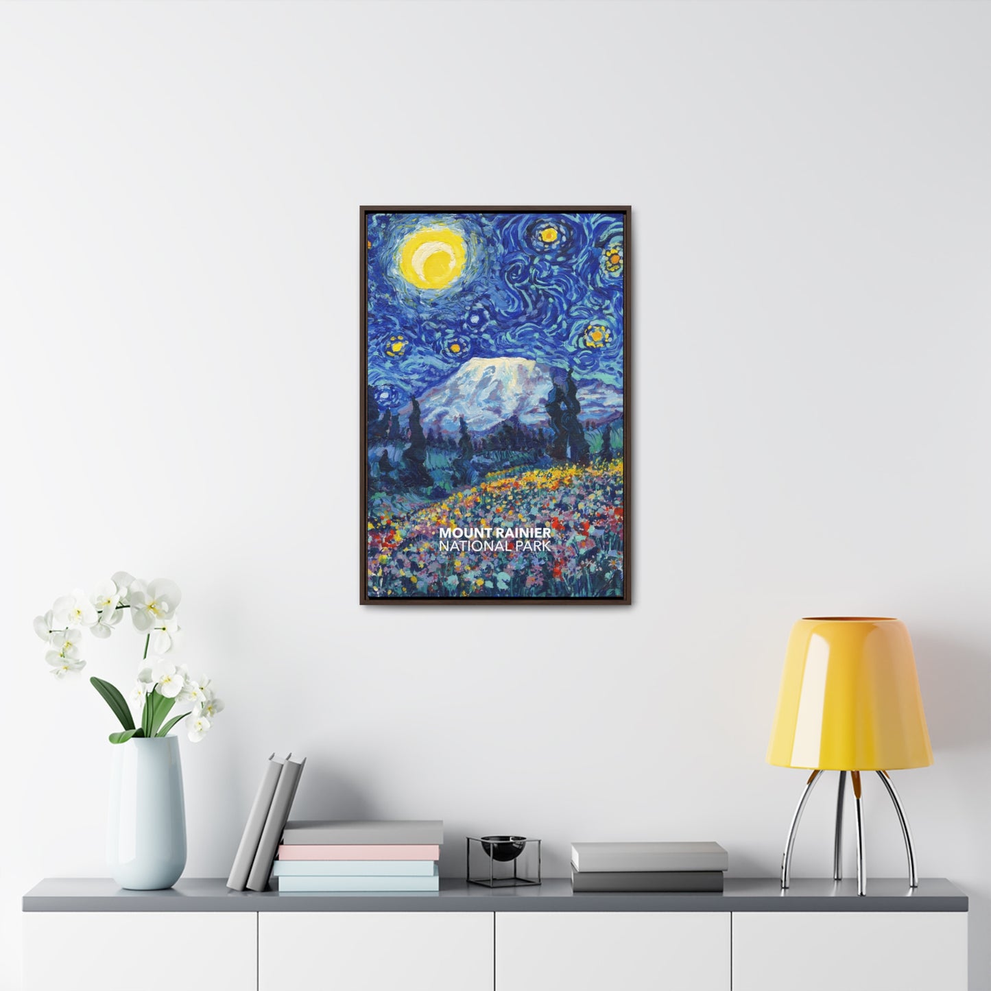 Mount Rainier National Park Framed Canvas - The Starry Night