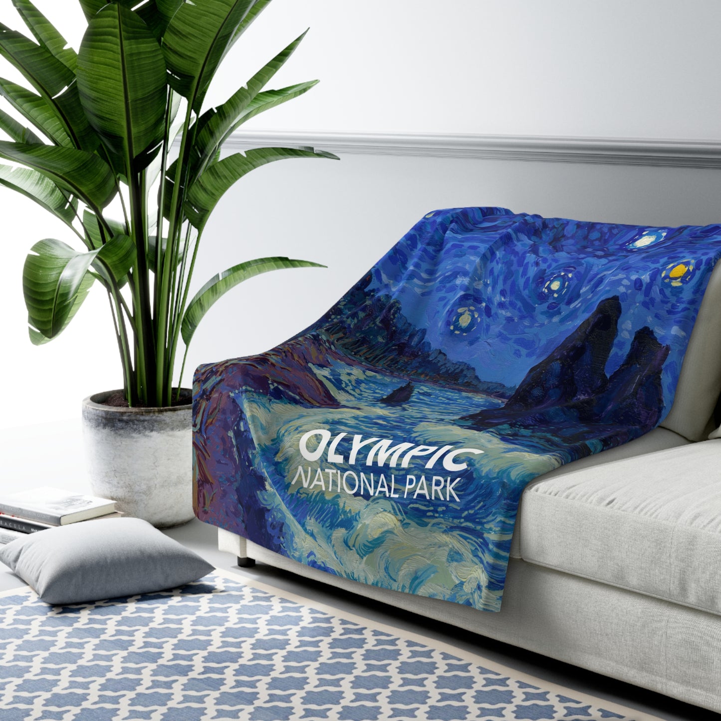 Olympic National Park Sherpa Blanket - The Starry Night