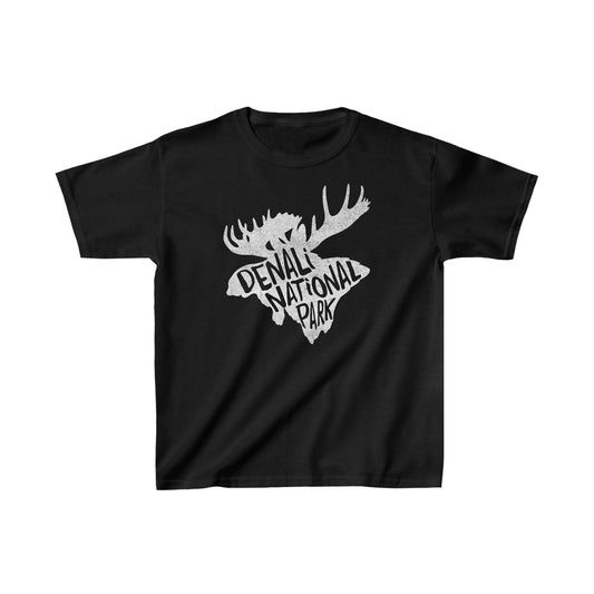 Denali National Park Child T-Shirt - Moose Chunky Text