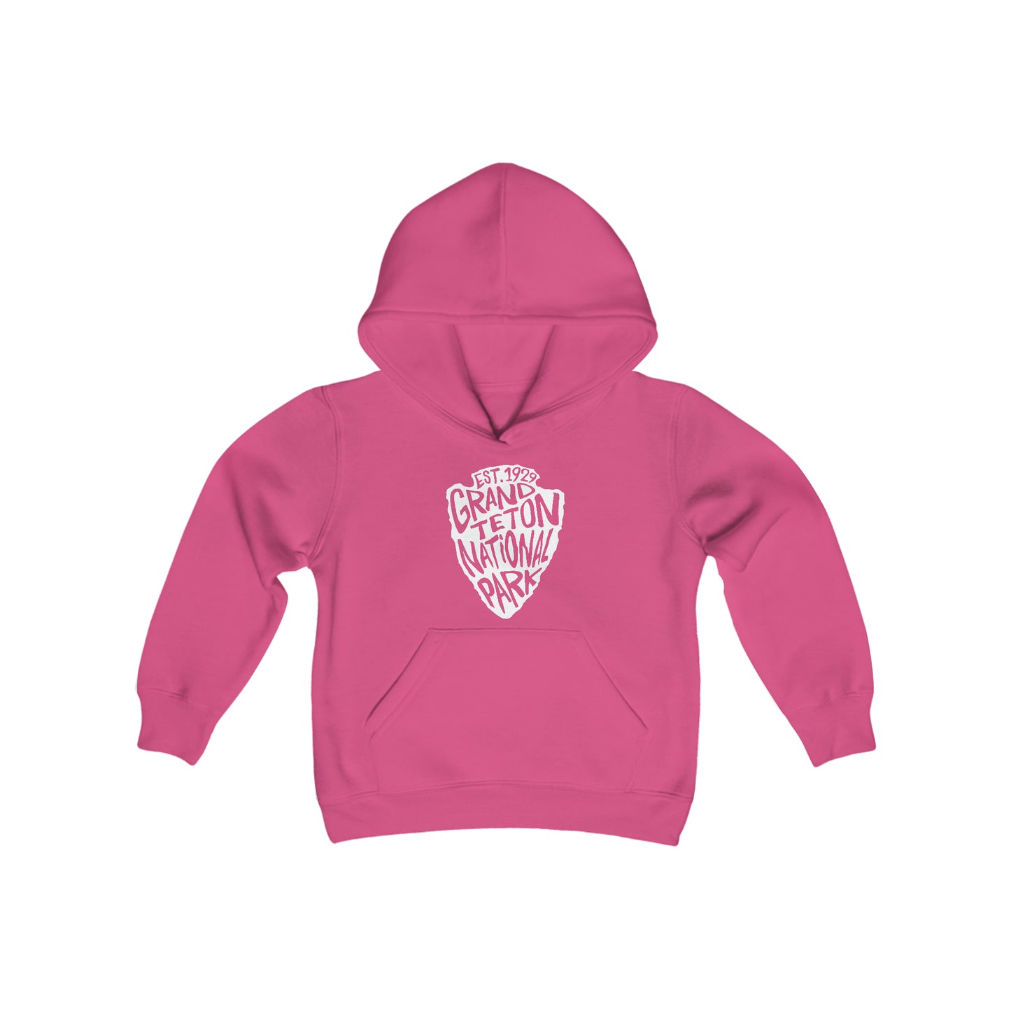 Grand Teton National Park Kids Hoodie - Arrowhead Chunky Text