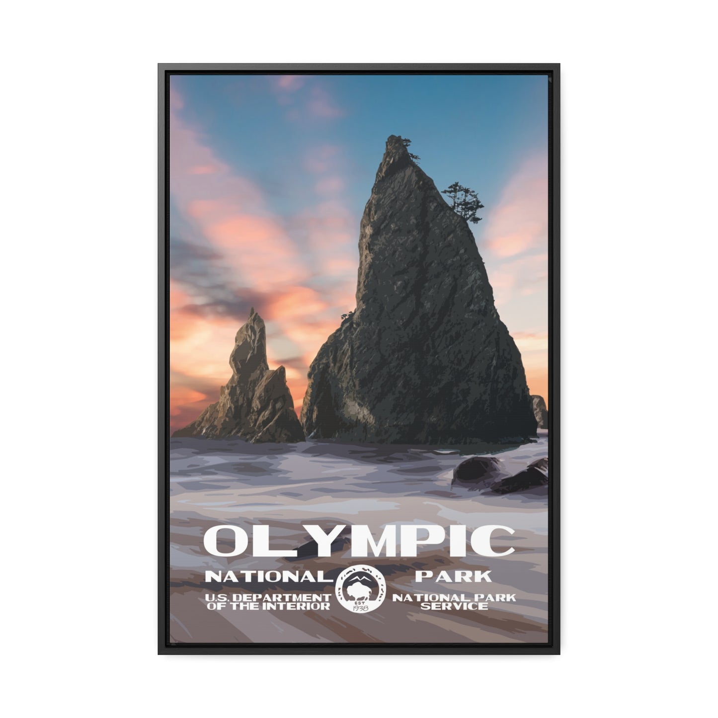 Olympic National Park Framed Canvas - WPA Poster