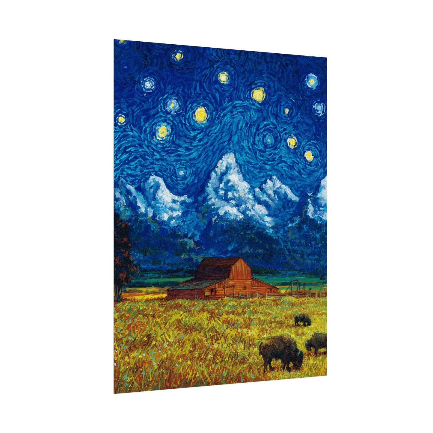 Grand Teton National Park Starry Night Poster - Premium Textured Paper