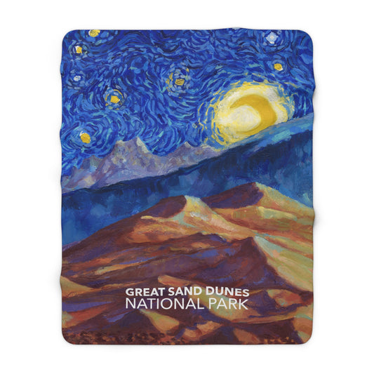 Great Sand Dunes National Park Sherpa Blanket - The Starry Night