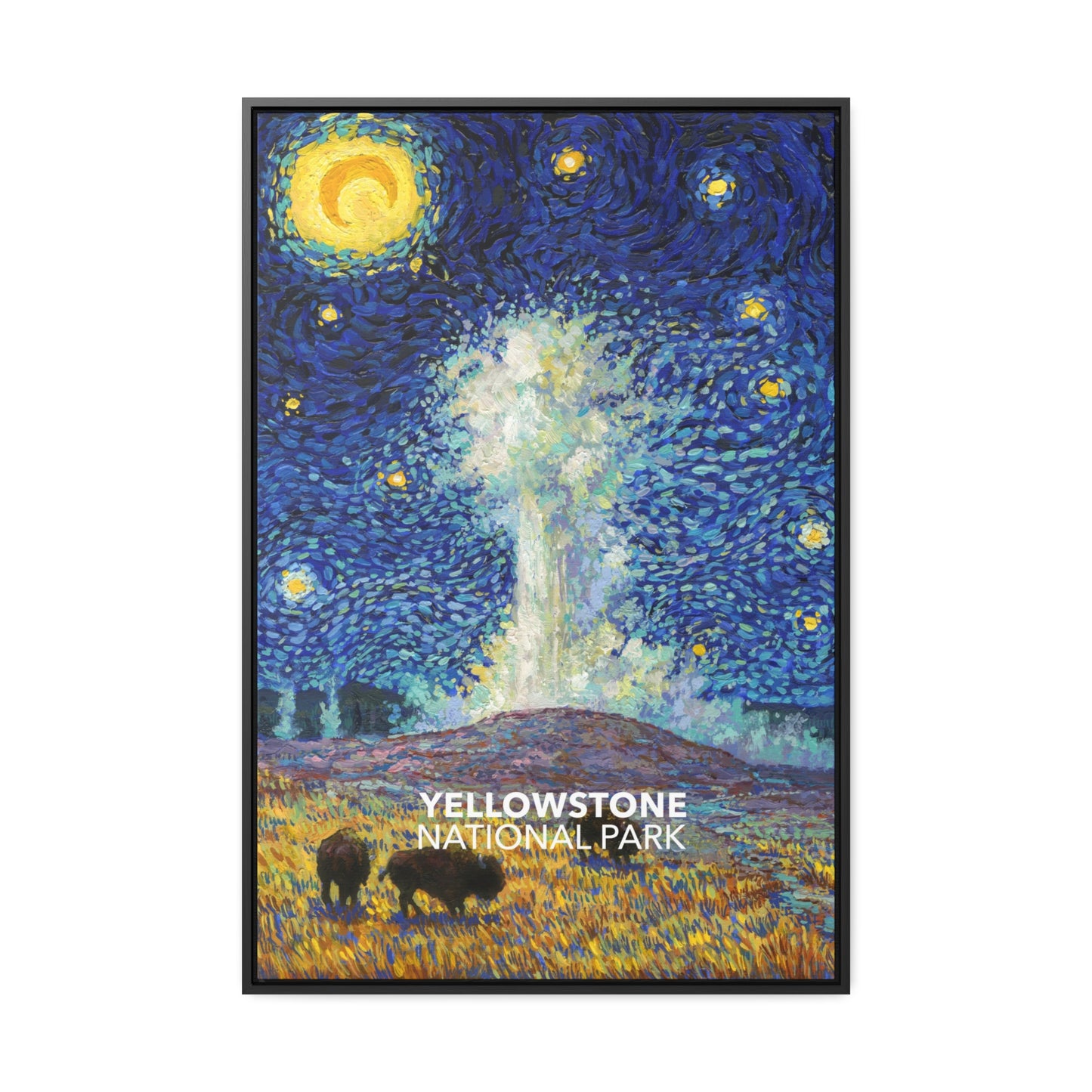 Yellowstone National Park Framed Canvas - The Starry Night