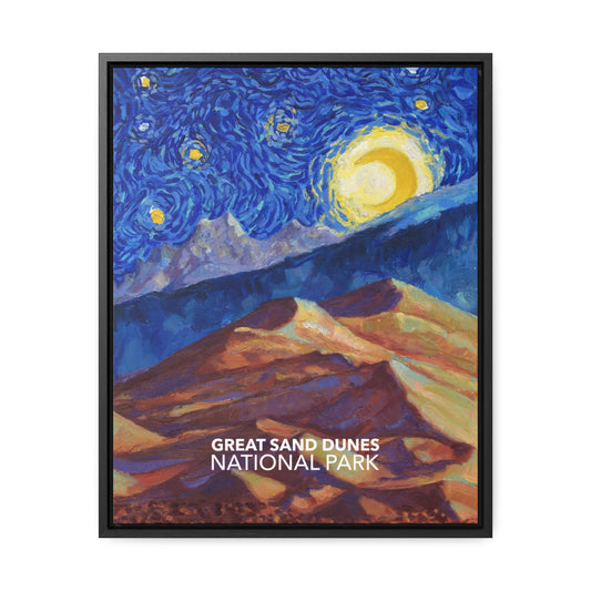 Great Sand Dunes National Park Framed Canvas - The Starry Night