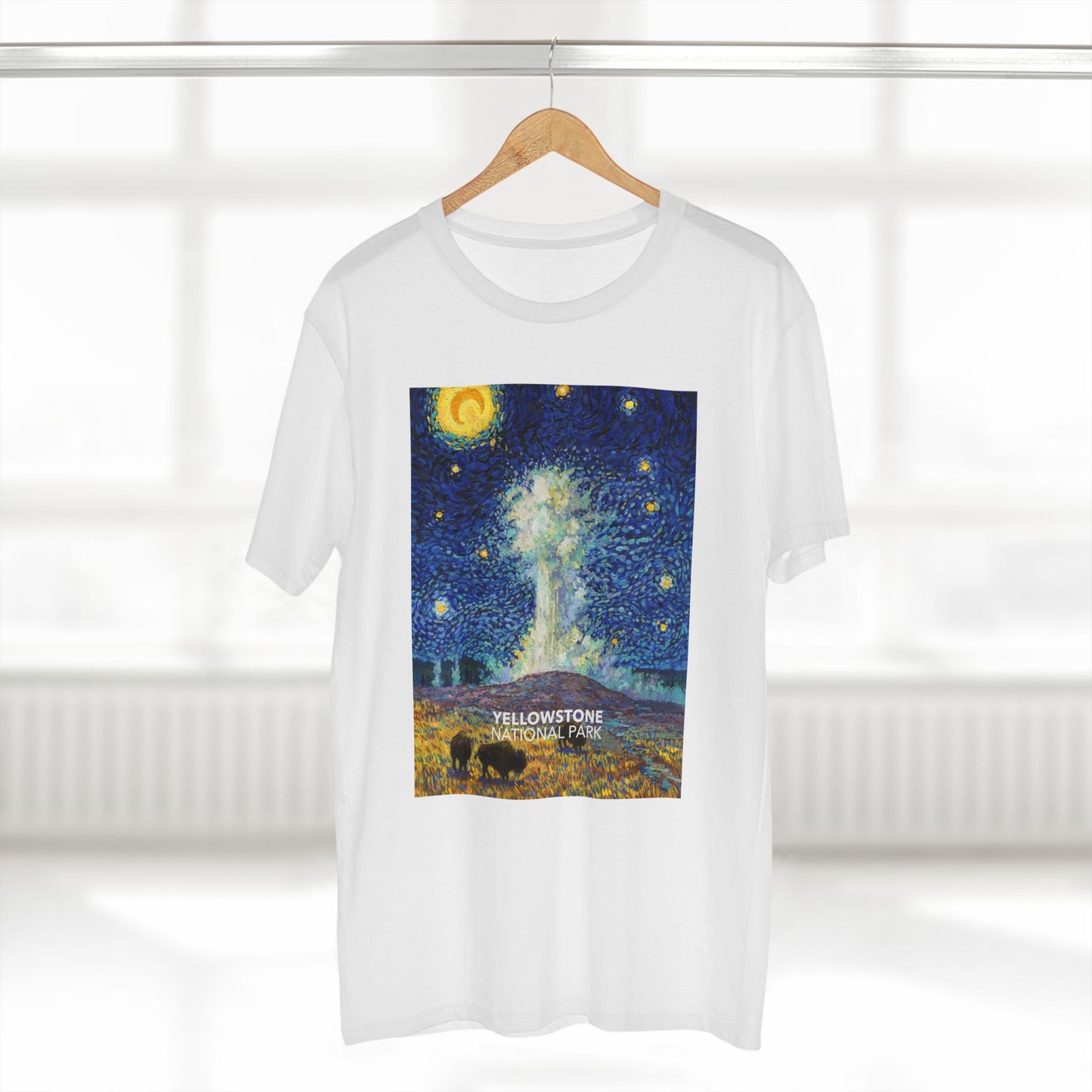 Yellowstone National Park T-Shirt - Old Faithful Starry Night