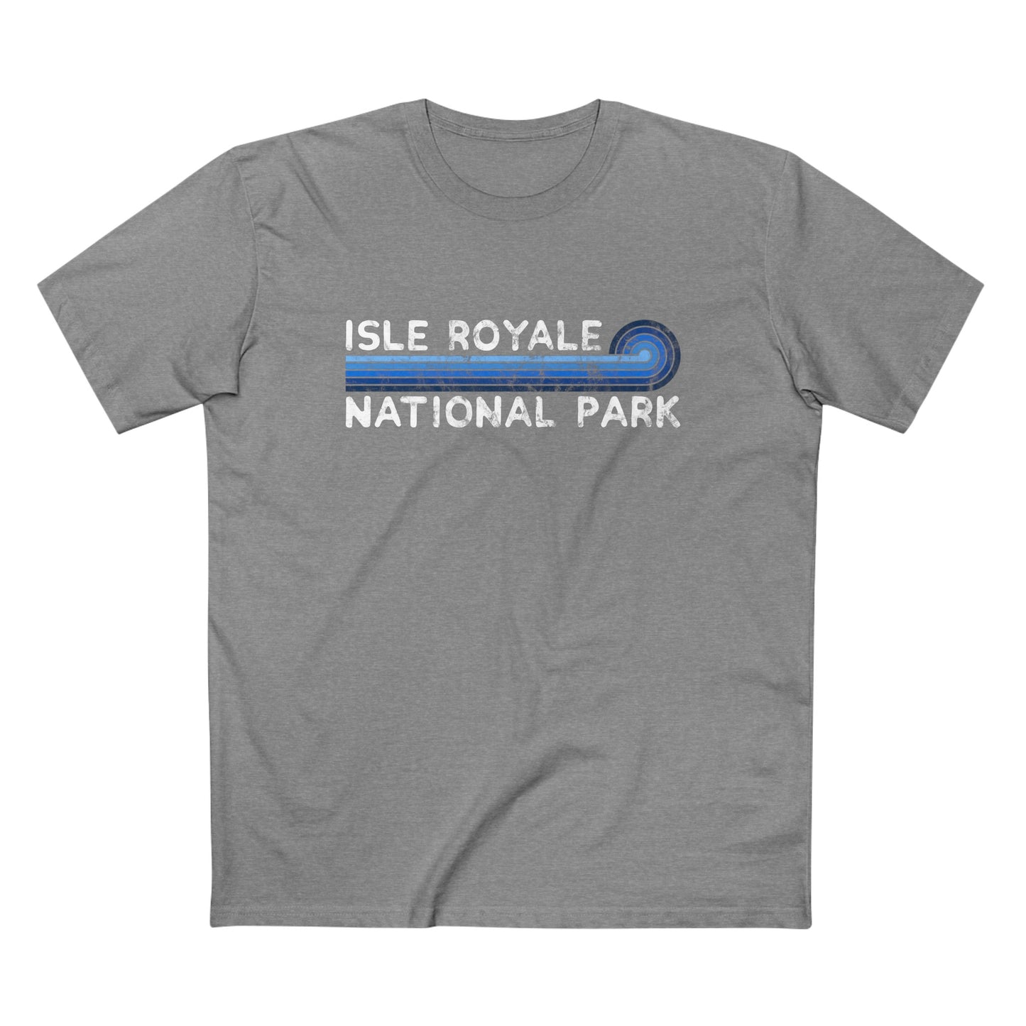 Isle Royale National Park T-Shirt - Blue Vintage Stretched Sunrise